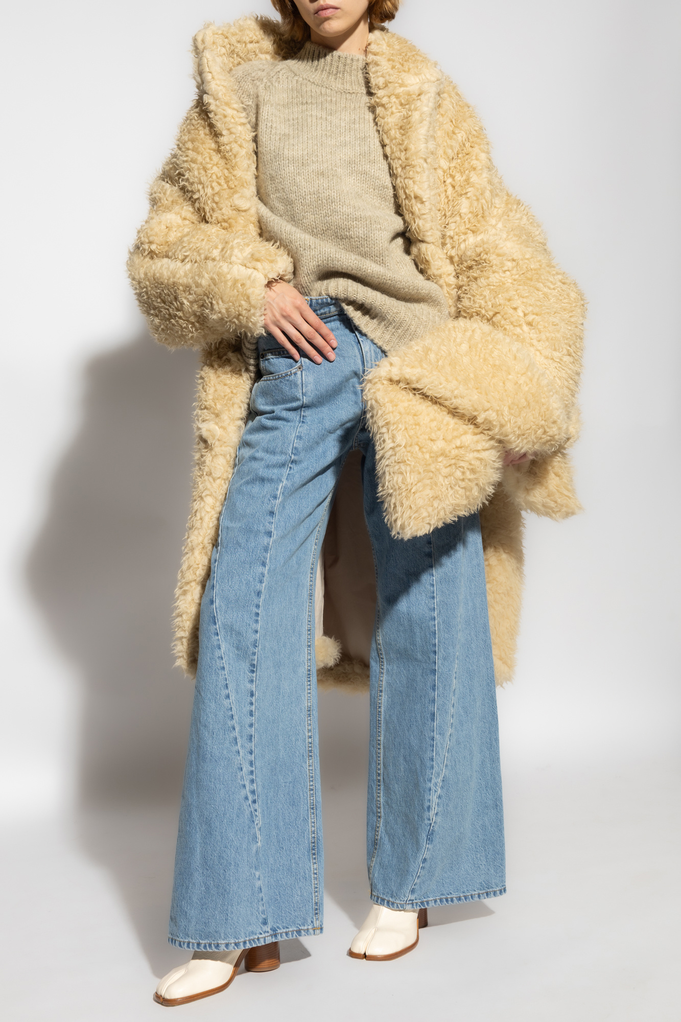 Beige Oversize faux fur coat MM6 Maison Margiela - Vitkac Canada